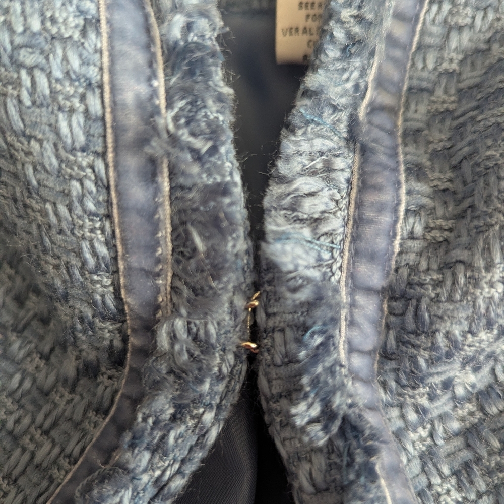 VTG 90s Sag Harbor Blue Multi Tweed 3/4 Length Lined Blazer Coat Women's 12 - Picture 8 of 11